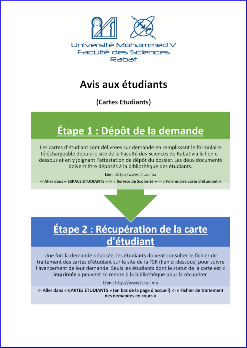 Récupération De La Carte D'étudiant | Www.fsr.ac.ma